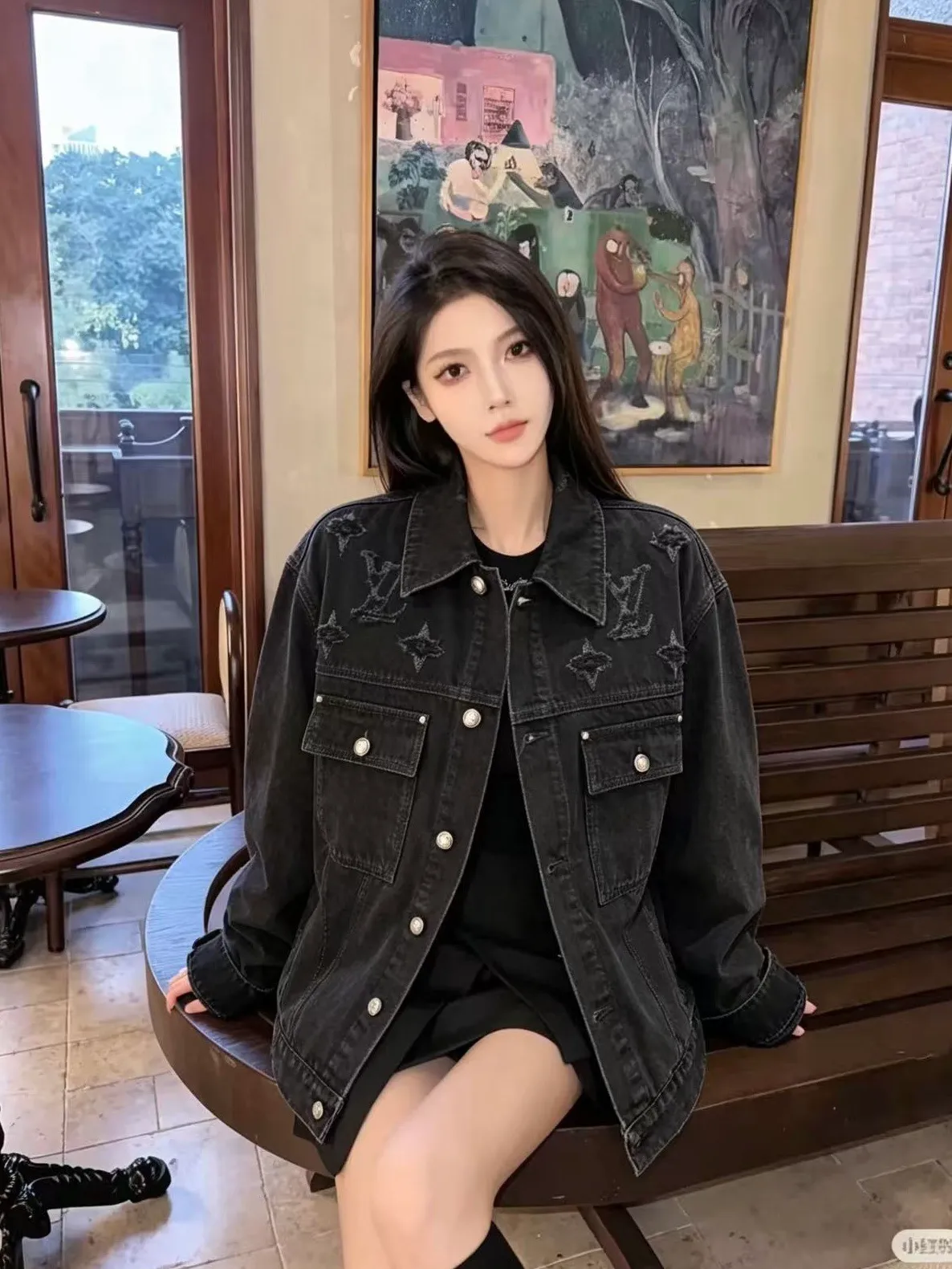 Louis Vuitton 26ss embroidered ripped logo denim jacket